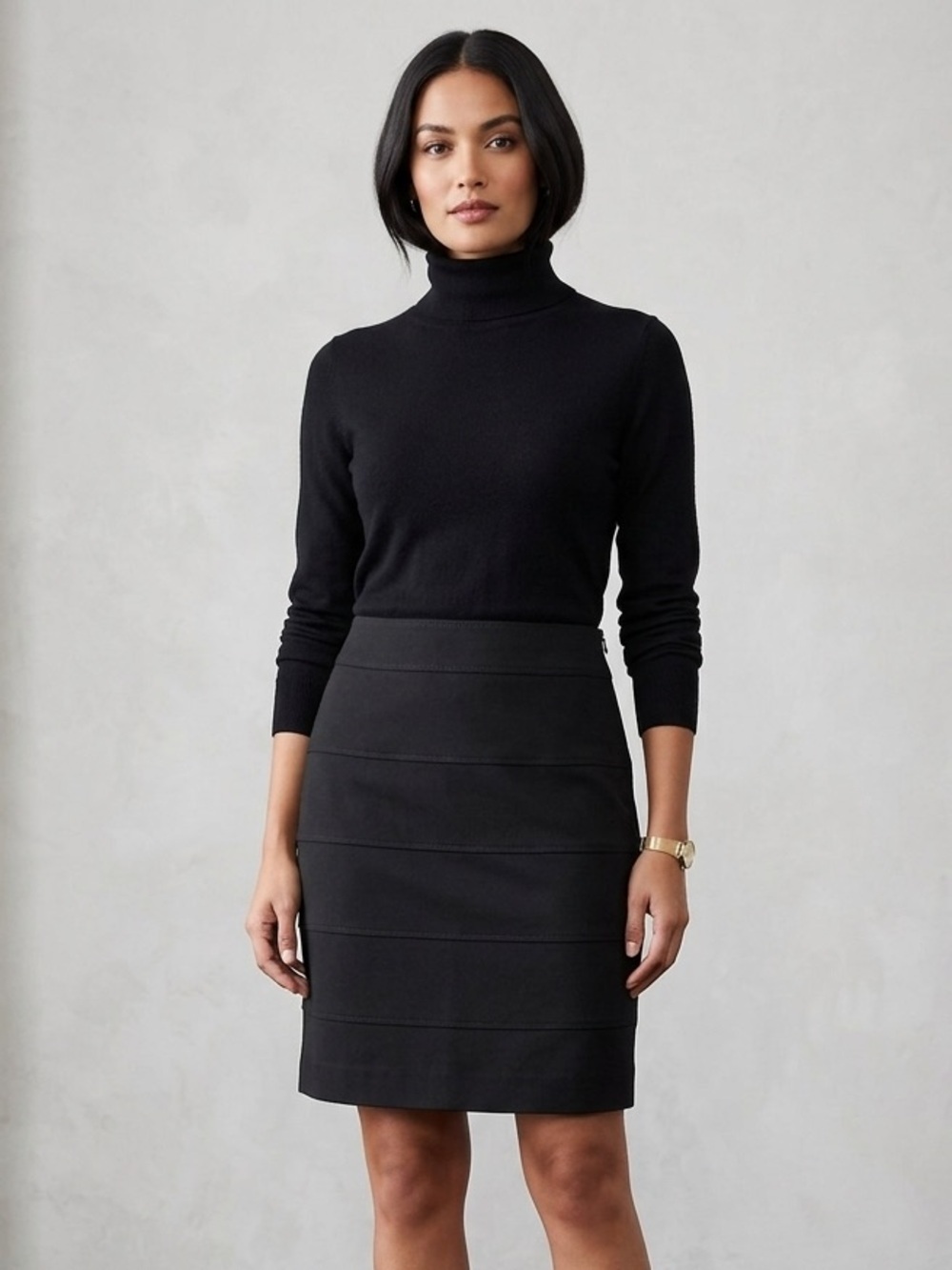 Black House Black Market tiered paneled lined mini skirt size 8